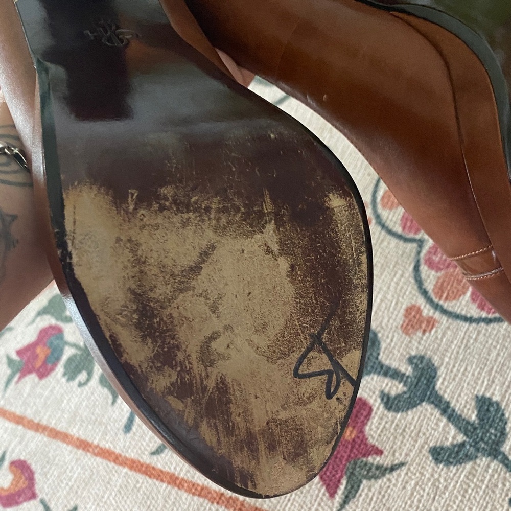 Cole Haan Women's Cognac Brown Leather Round-Toe Heels - Picture 12 of 12